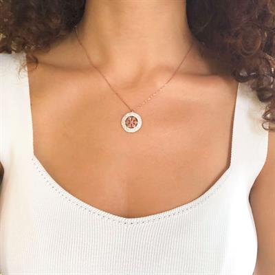 Zirkon Taşlı Kar Tanesi Rose Gümüş Kolye GK-240