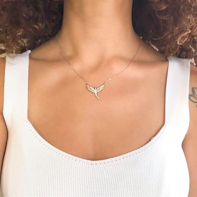 Zirkon Taşlı Melek Gümüş Kolye GK-225