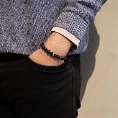 Zirkon Taşlı Oniks Doğal Taş Erkek Bileklik EBLK-477