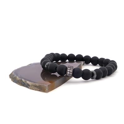 Zirkon Taşlı Oniks Doğal Taş Erkek Bileklik EBLK-477