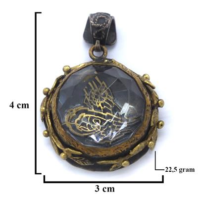 Zirkon Taşlı Tuğra Detaylı 925 Ayar Gümüş Kolye Ucu GKU-103