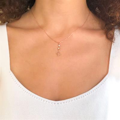 Zirkon Taşlı Yıldız Rose Gümüş Kolye GK-252