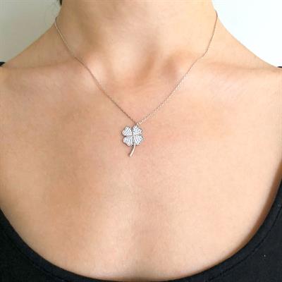 Zirkon Taşlı Yonca Gümüş Kolye GK-217
