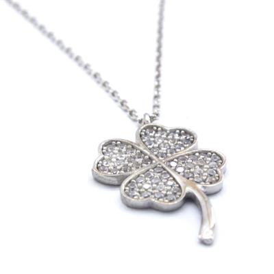 Zirkon Taşlı Yonca Gümüş Kolye GK-217