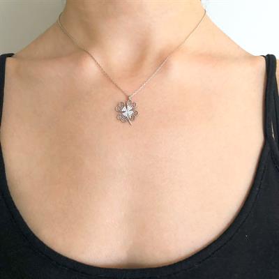 Zirkon Taşlı Yonca Gümüş Kolye GK-220