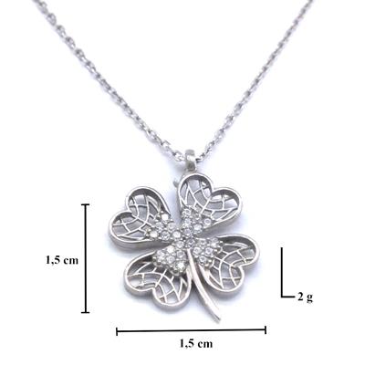 Zirkon Taşlı Yonca Gümüş Kolye GK-220