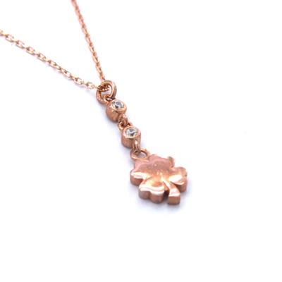 Zirkon Taşlı Yonca Rose Gümüş Kolye GK-253