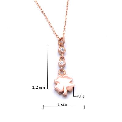 Zirkon Taşlı Yonca Rose Gümüş Kolye GK-253