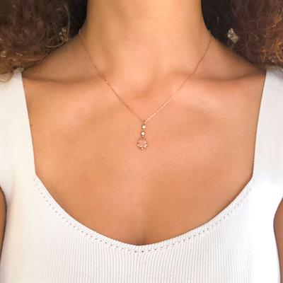 Zirkon Taşlı Yonca Rose Gümüş Kolye GK-253