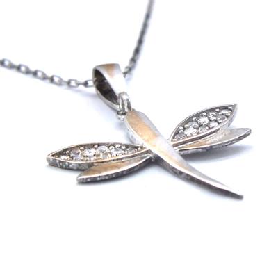 Zirkon Taşlı Yusufçuk Gümüş Kolye GK-228