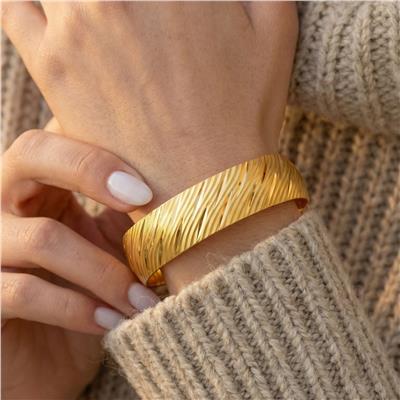 Altın Kaplama 1.5 cm Yan Cizgili Bilezik BLZ-1244