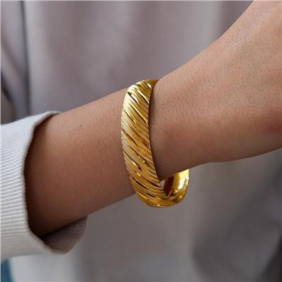 Altın Kaplama 1.5 cm Yan Cizgili Bilezik BLZ-1244