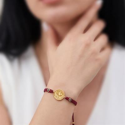 Altın Kaplama 2.5luk Reşatlı Bordo İpli Bileklik BLK-1248