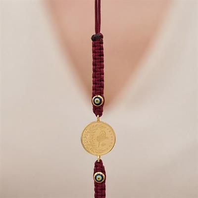 Altın Kaplama 2.5luk Reşatlı Bordo İpli Bileklik BLK-1248