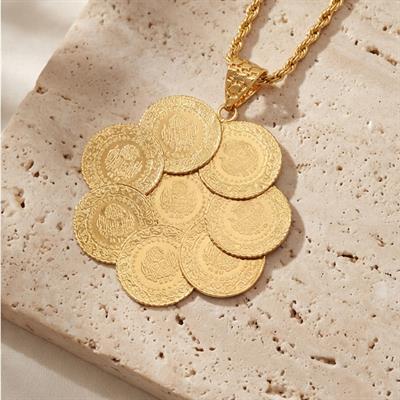 Altın Kaplama 6 Adet Çeyrekli Kadın  Kolye Ucu TGR-201