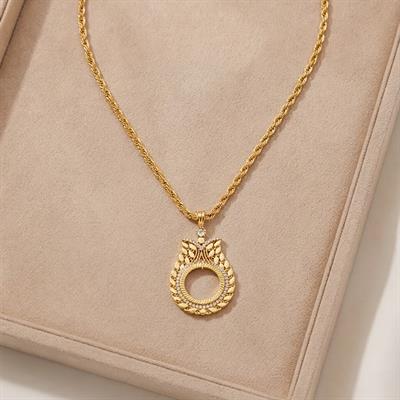 Altın Kaplama Arpalı Lale Model Çeyrek Çerçeve Kolye Ucu TGR-361