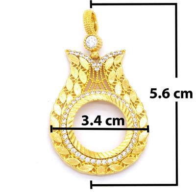 Altın Kaplama Arpalı Lale Model Çeyrek Çerçeve Kolye Ucu TGR-361