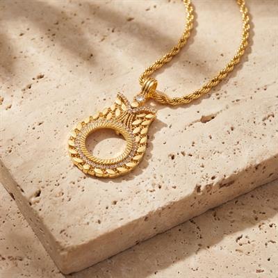 Altın Kaplama Arpalı Lale Model Çeyrek Çerçeve Kolye Ucu TGR-361