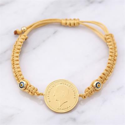 Altın Kaplama Ata Liralı Sarı İpli Bileklik BLK-1244