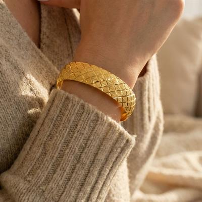 Altın Kaplama Baklava Model 1.5 cm İmitasyon Bilezik BLZ-3132