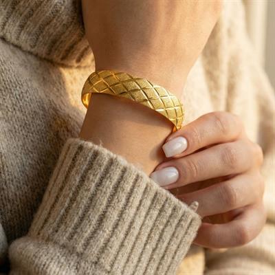 Altın Kaplama Baklava Model Bilezik 1.5 cm BLZ-3038