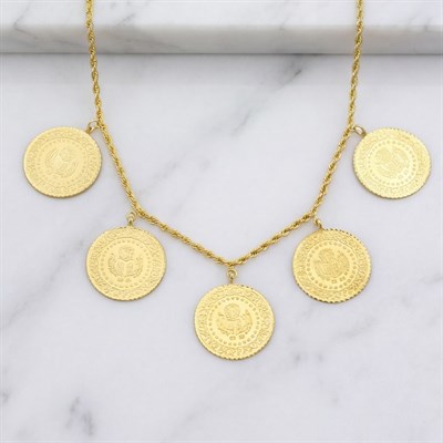 Altın Kaplama Beşi Bir Yerde Kadın Kolye KLY-410