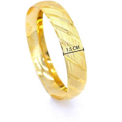 Altın Kaplama Çapraz Çizgili 1.5 cm İmitasyon Bilezik 