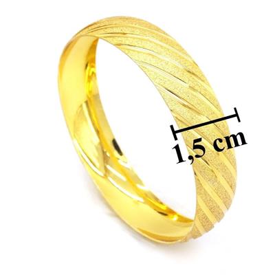 Altın Kaplama Capraz Cizgili Simli 1.5 cm İmitasyon Bilezik