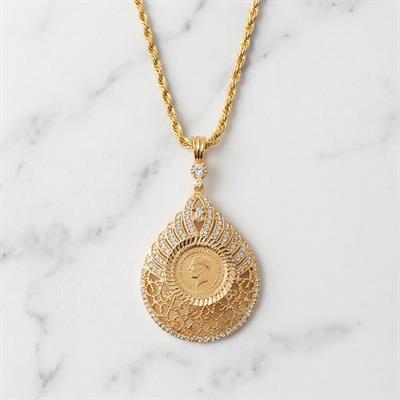 Altın Kaplama Çeyrek Altınlı Kolye  45 CM BND-169