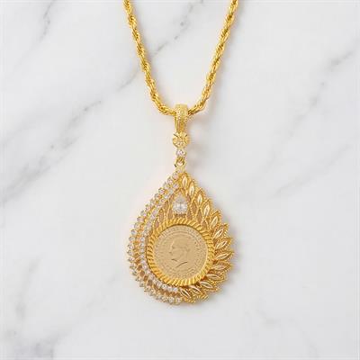 Altın Kaplama Çeyrek Altınlı Kolye  45 CM BND-177