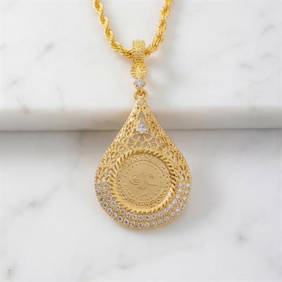 Altın Kaplama Çeyrek Altınlı Kolye  45 CM BND-171