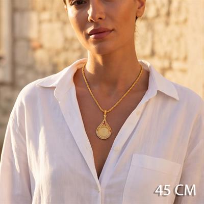 Altın Kaplama Çeyrek Altınlı Kolye  45 CM BND-170