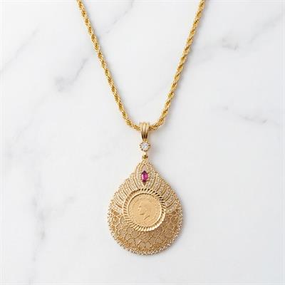 Altın Kaplama Çeyrek Altınlı Kolye 45 CM BND-163