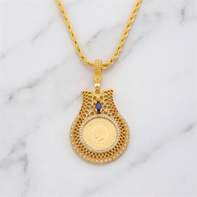 Altın Kaplama Çeyrek Altınlı Kolye  45 CM BND-192
