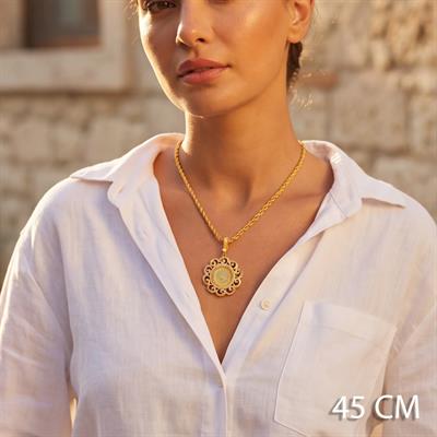 Altın Kaplama Çeyrek Altınlı Kolye  45 CM BND-195