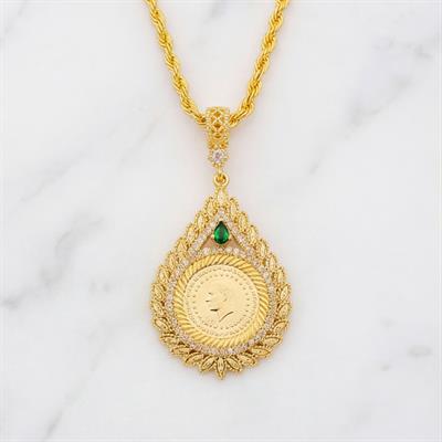 Altın Kaplama Çeyrek Altınlı Kolye  45 CM BND-188