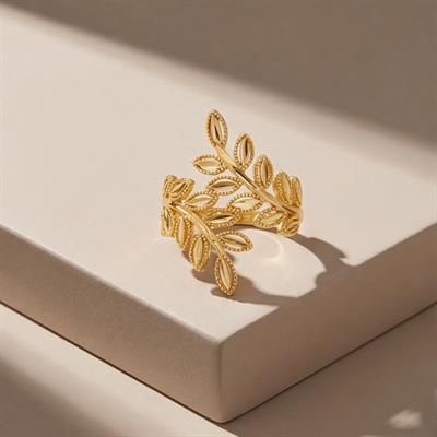 Altın Kaplama Çiçek Şekilli Hint Model Kadın Yüzük YZK-514