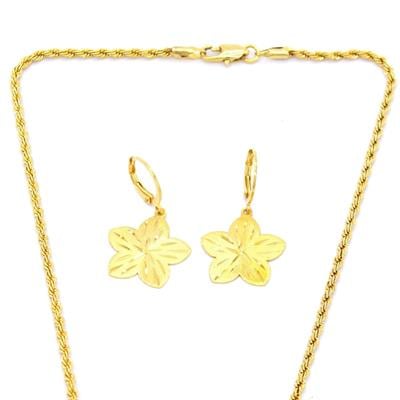 Altın Kaplama Çiçek Şekilli Kolye Küpe Bileklik Set SET-111