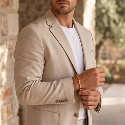 Altın Kaplama Çizgili Erkek Bileklik EBLK-507