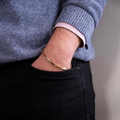 Altın Kaplama Çizgili Erkek Bileklik EBLK-507