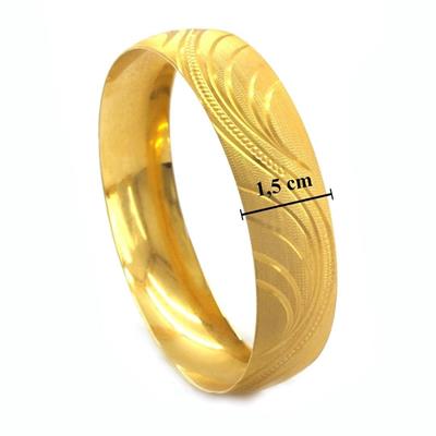 Altın Kaplama Dalgalı Çizgili 1.5 cm İmitasyon Bilezik 