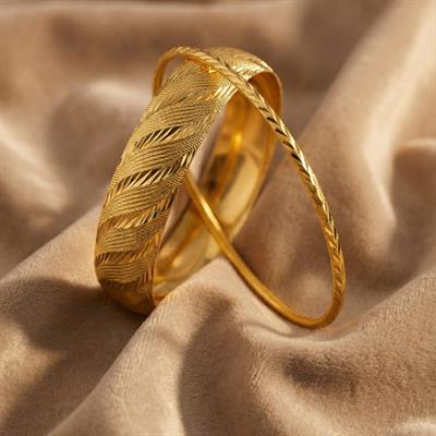 Altın Kaplama Dalgalı Model 1.5 cm Bilezik Ve Altın Kaplama Başak Ajda Bilezik Kombin BND-126