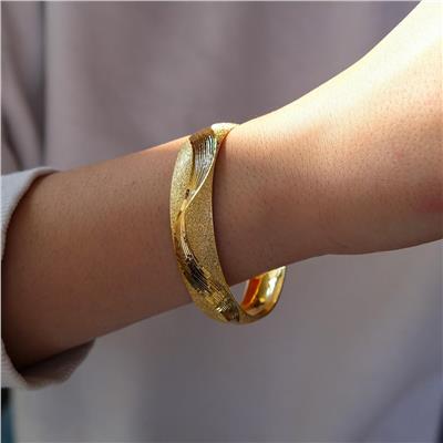 Altın Kaplama Dalgalı Simli 1.5 cm Bilezik BLZ-3054