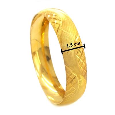 Altın Kaplama Dalgalı Ve Baklava Desen 1.5 cm Bilezik BLZ-3068