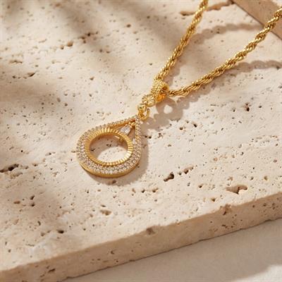 Altın Kaplama Damla Model Çeyrek Çerçeve Kolye Ucu TGR-438