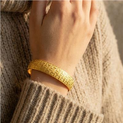 Altın Kaplama Desenli İmitasyon Bilezik 1,5 CM Kalınlık BLZ-1095