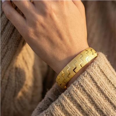 Altın Kaplama Desenli Simli Bilezik 1.5 cm BLZ-3043