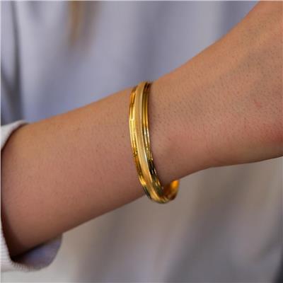 Altın Kaplama Dik Çizgili Bilezik 0.8 cm BLZ-3052