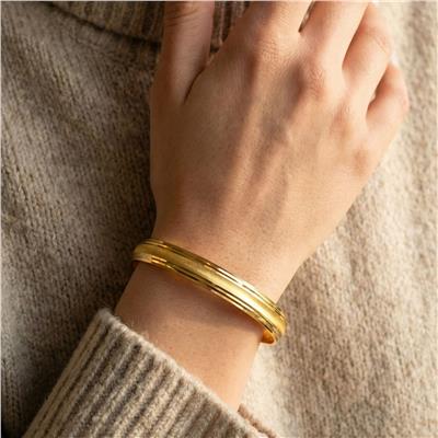 Altın Kaplama Dik Çizgili Bilezik 0.8 cm BLZ-3052