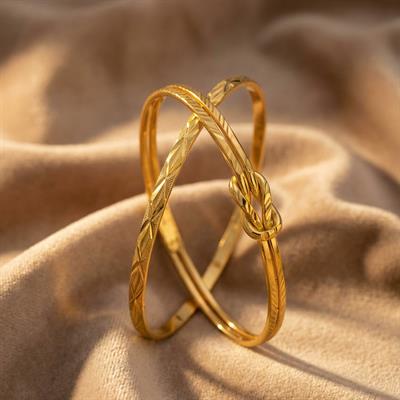 Altın Kaplama Düğüm Ajda Bilezik Ve 5 mm Baklava Model Bilezik Kombin BND-127